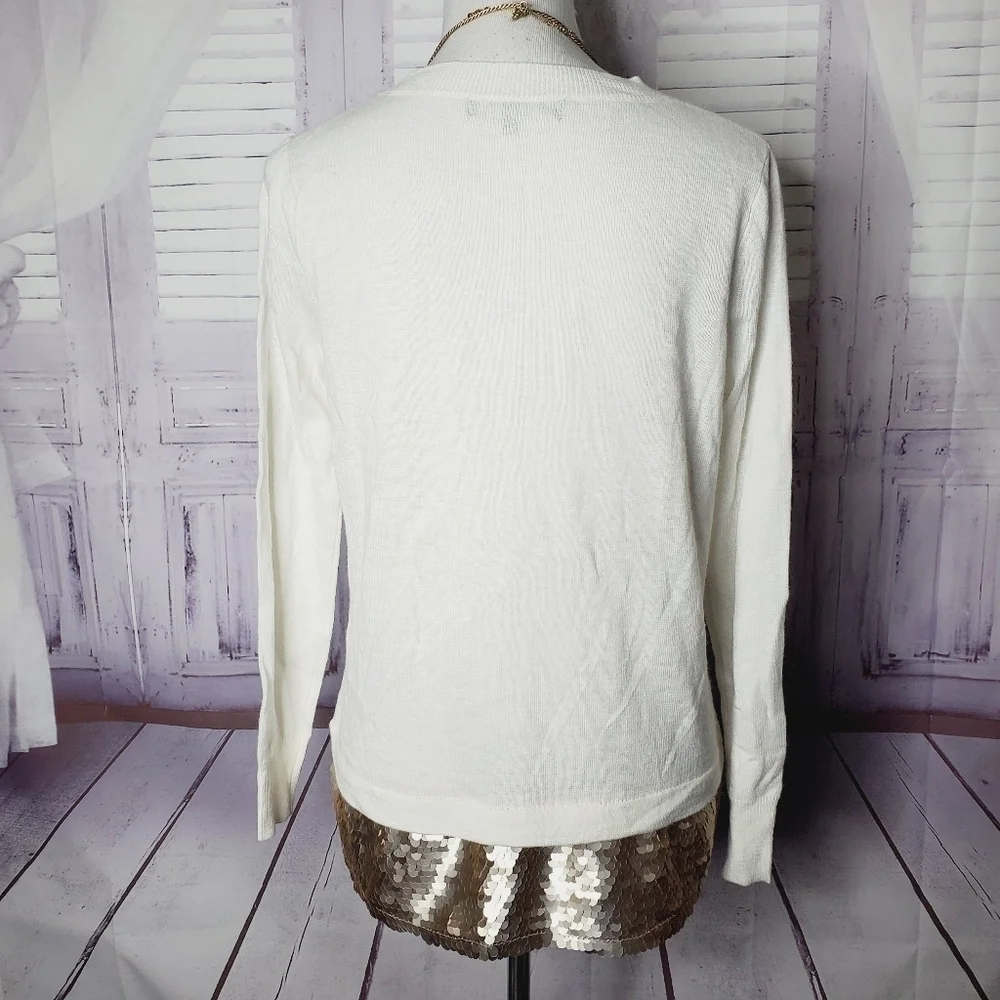 BRIXON IVY‎ SIZE S IVORY WHITE SWEATER SEQUINS TOP #0011 - Picture 9 of 11